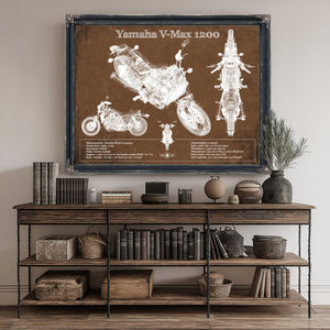 Yamaha V-Max 1200 Print canvas print size guide 24x18 36x24 48x36 inches