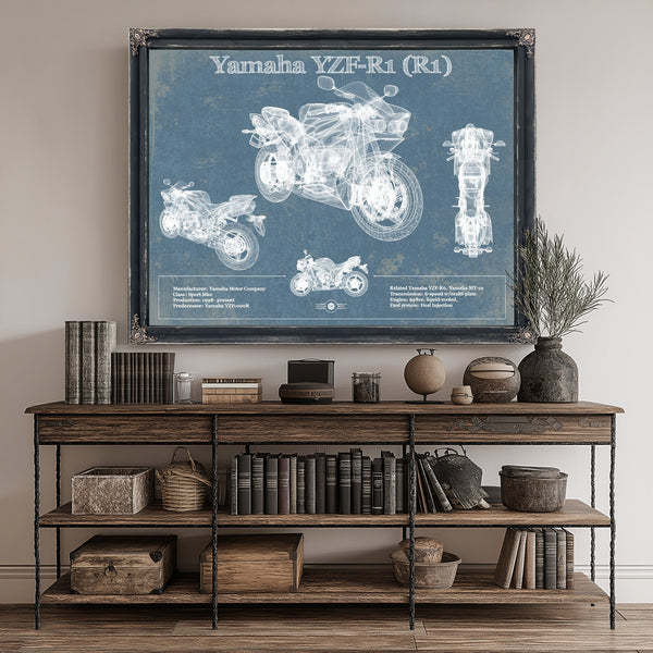 Yamaha YZF-R1 (R1) Print canvas print size guide 24x18 36x24 48x36 inches