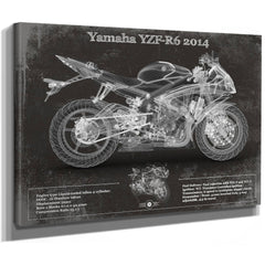 2014 Yamaha YZF-R6 Print as a stretched canvas wrap with gallery wrapped edges