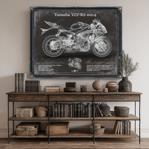 2014 Yamaha YZF-R6 Print canvas print size guide 24x18 36x24 48x36 inches