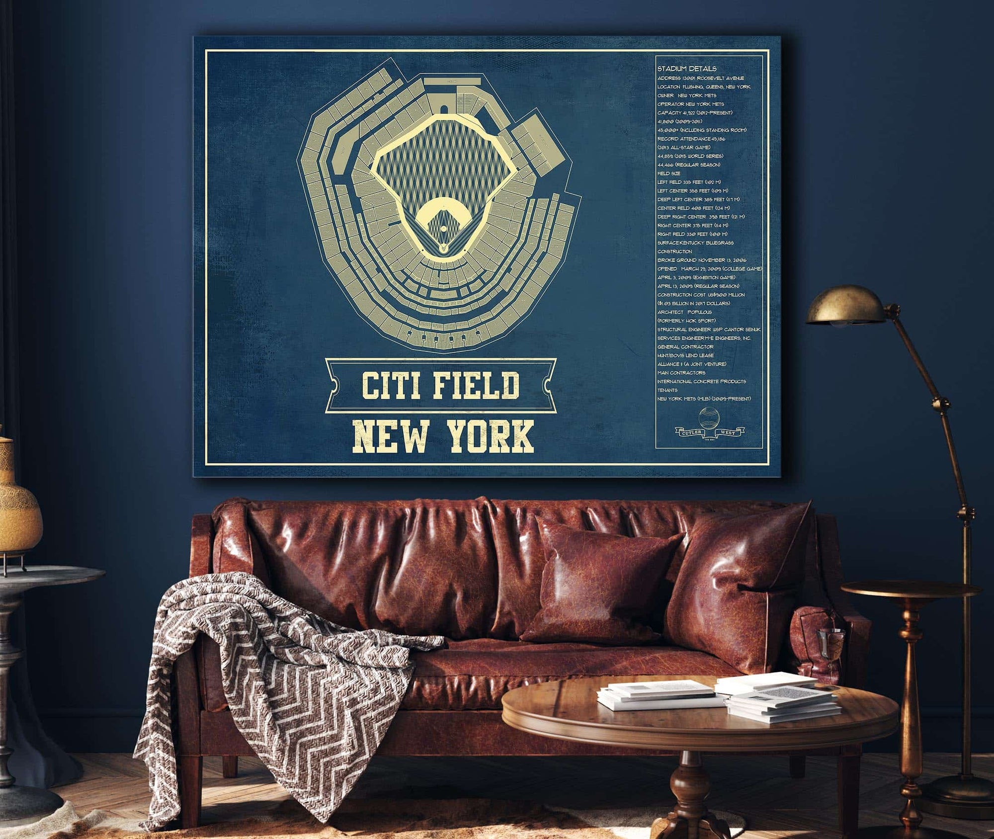 Cutler West New York Mets - Citi Field Vintage Seating Chart Baseball Print