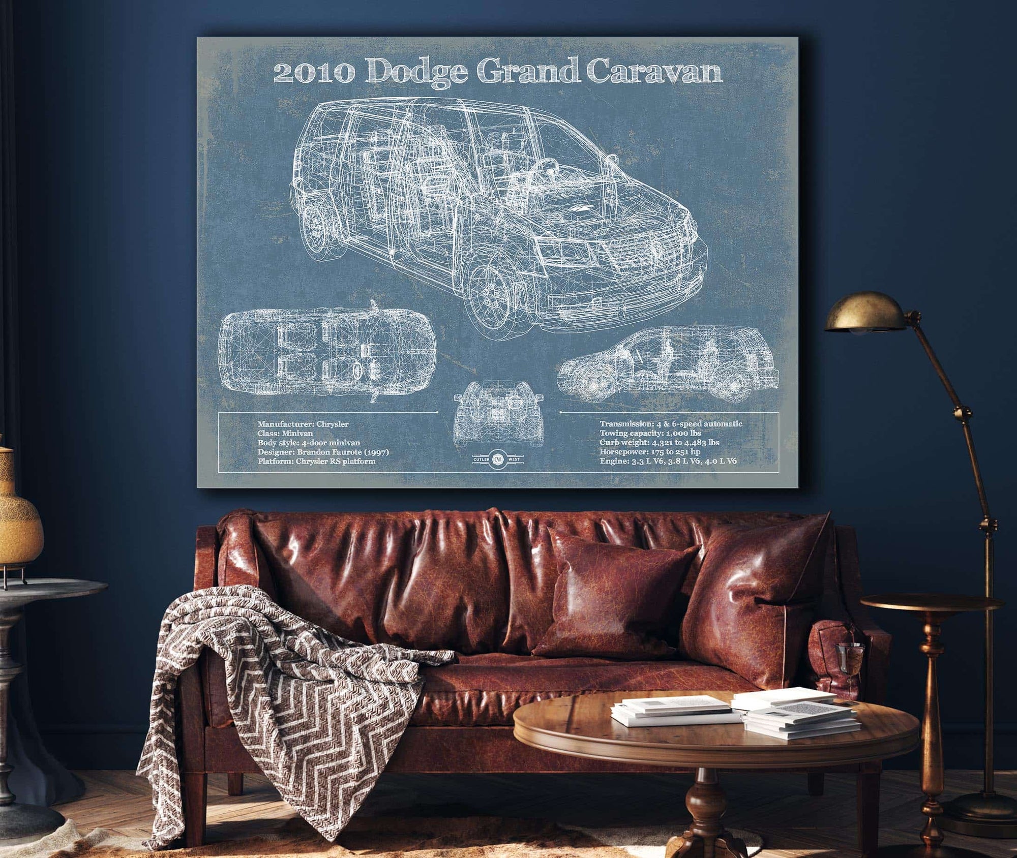 Cutler West 2010 Dodge Grand Caravan Vintage Blueprint Auto Print