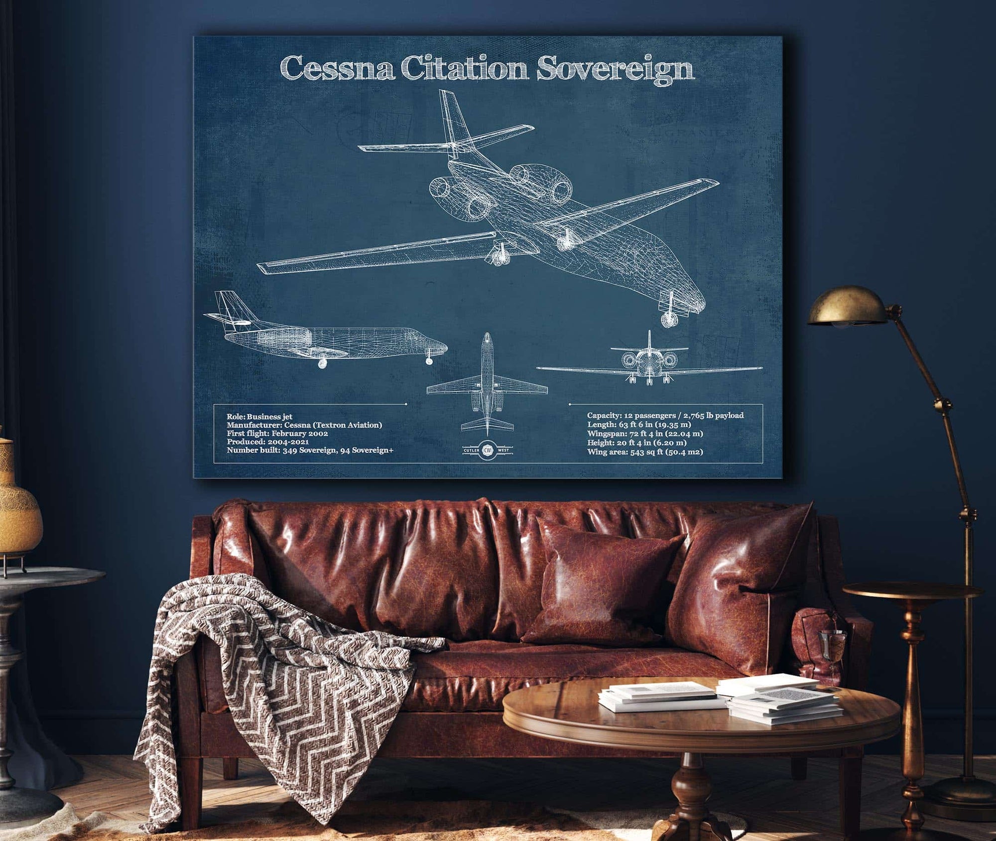 Cutler West Cessna Citation Sovereign Original Blueprint Art