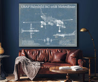 Cutler West USAF Fairchild RC-26B Metroliner Vintage Blueprint Airplane Print