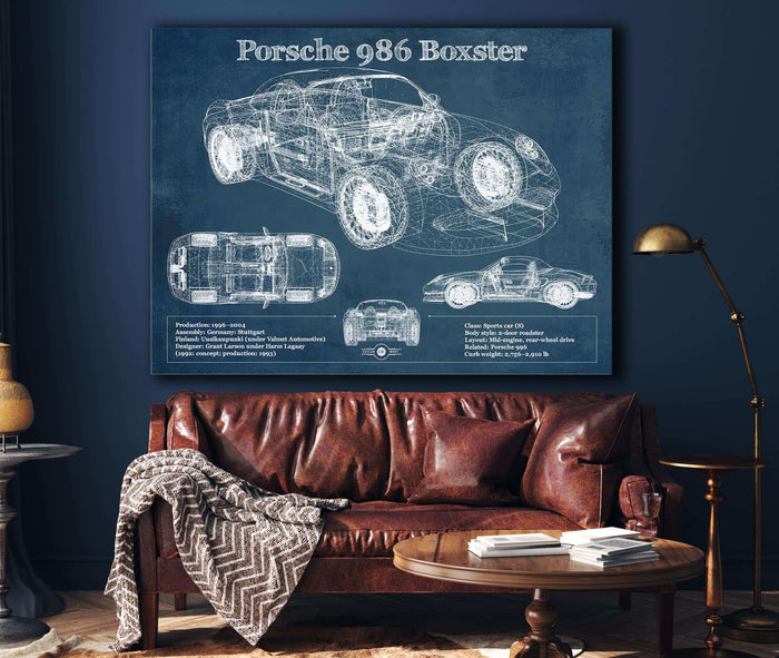 Cutler West Porsche Boxster (Type 986) Blueprint Vintage Auto Print