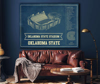 Cutler West Oklahoma State Cowboys Art - Oklahoma State Stadium Vintage Blueprint Art Print