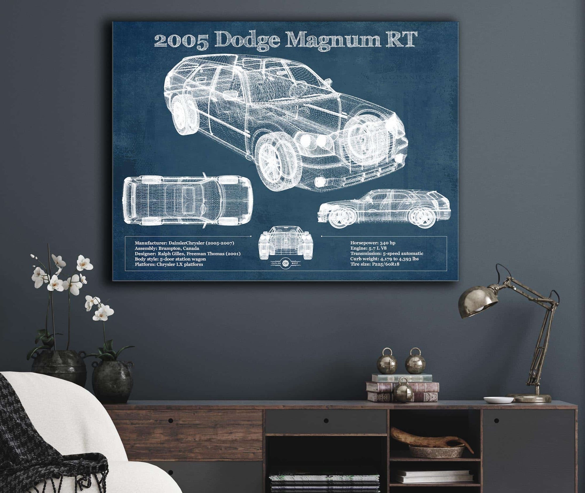 Cutler West 2005 Dodge Magnum RT Vintage Blueprint Auto Print
