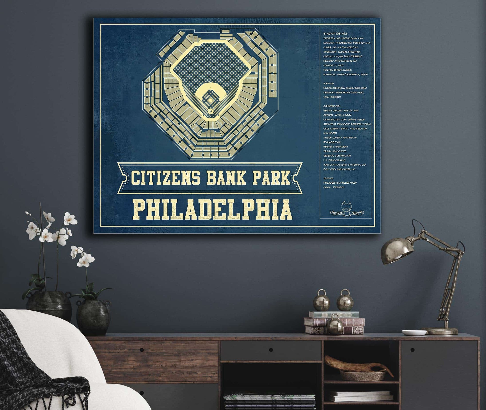 Cutler West Philadelphia Phillies - Citizens Bank Park Vintage Baseball Print