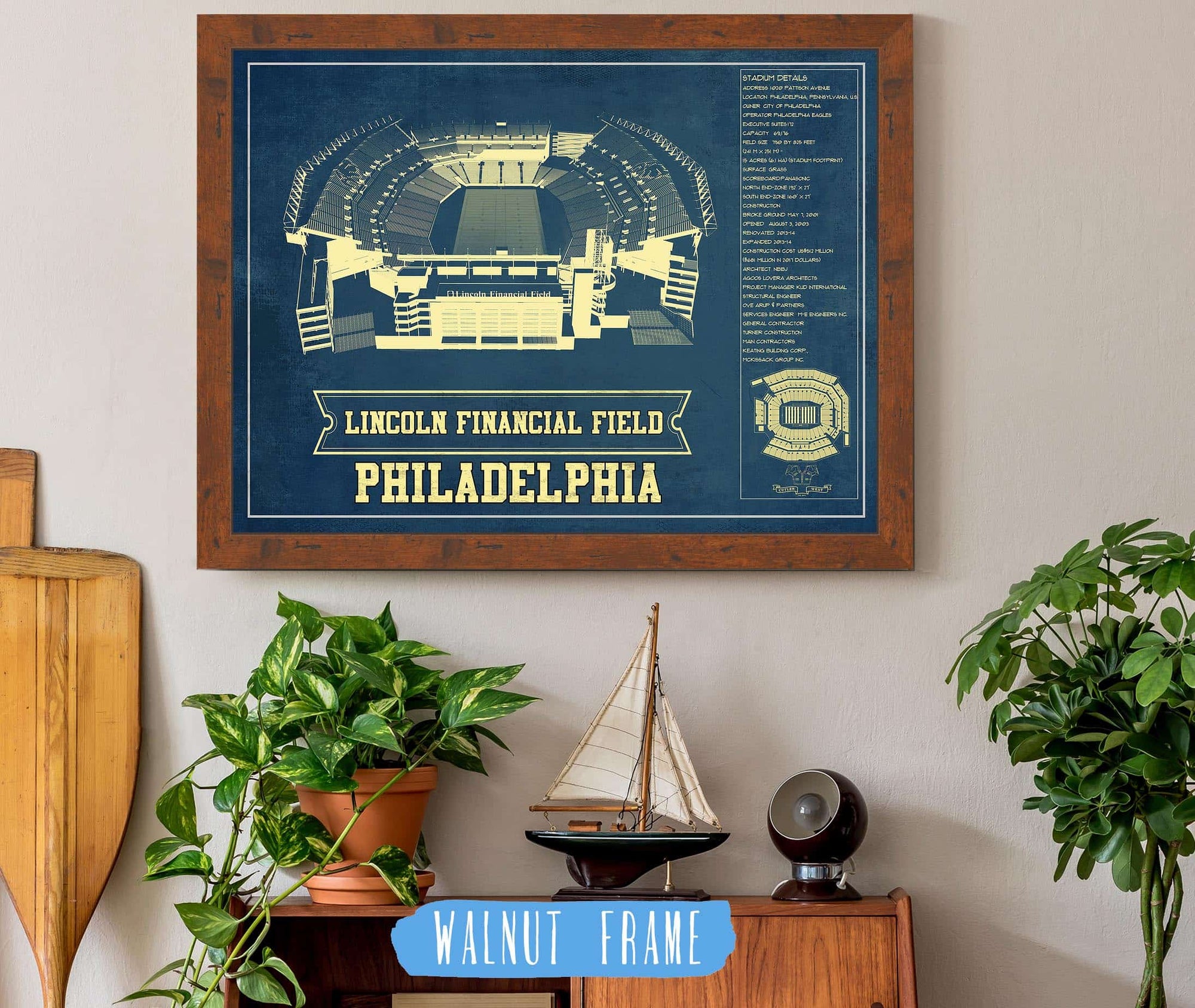 Vintage framed Philadelphia eagles poster - general for sale - by