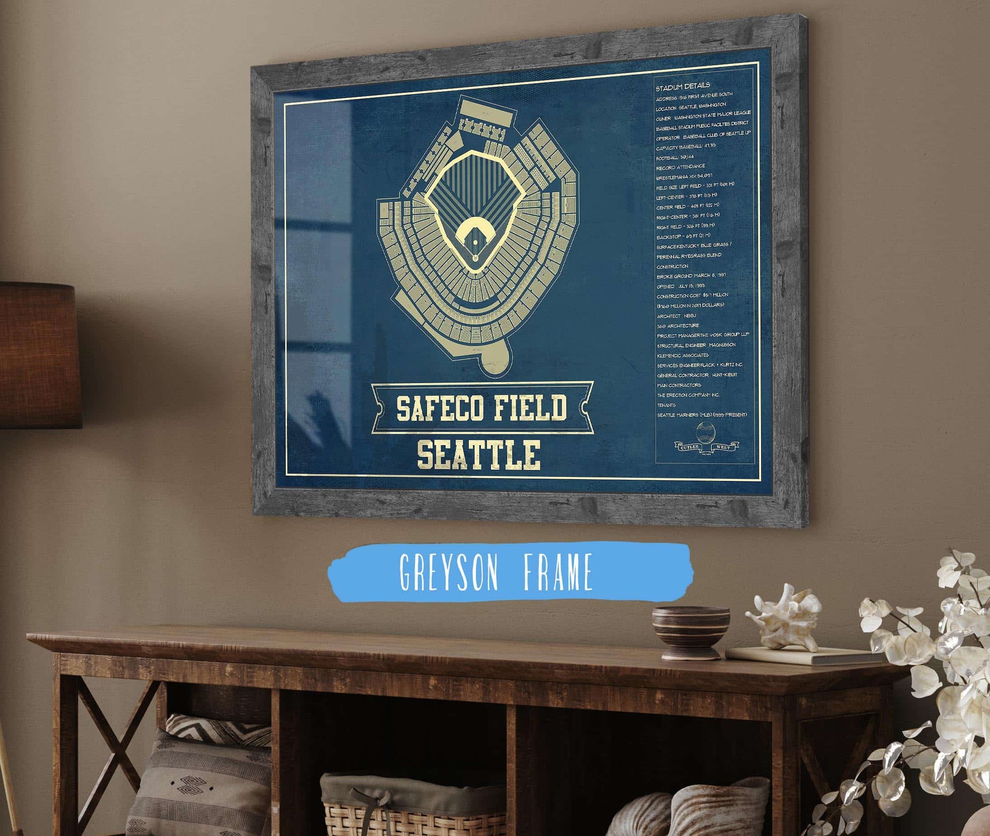 Cutler West Seattle Mariners - Safeco Field Vintage Seating Chart Baseball Print