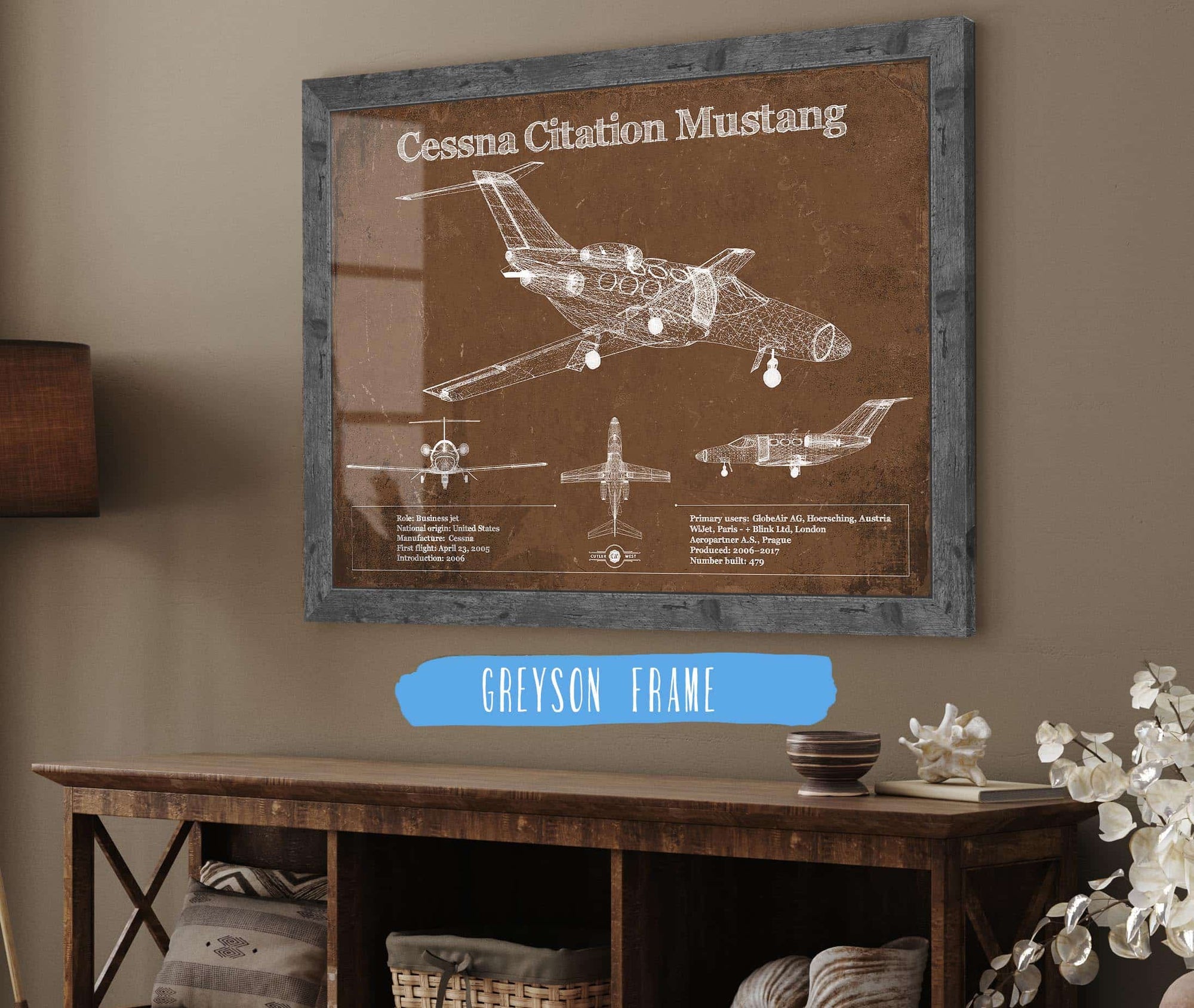 Cutler West Cessna Citation Mustang Original Blueprint Art