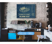 Cutler West Oklahoma State Cowboys Art - Oklahoma State Stadium Vintage Blueprint Art Print