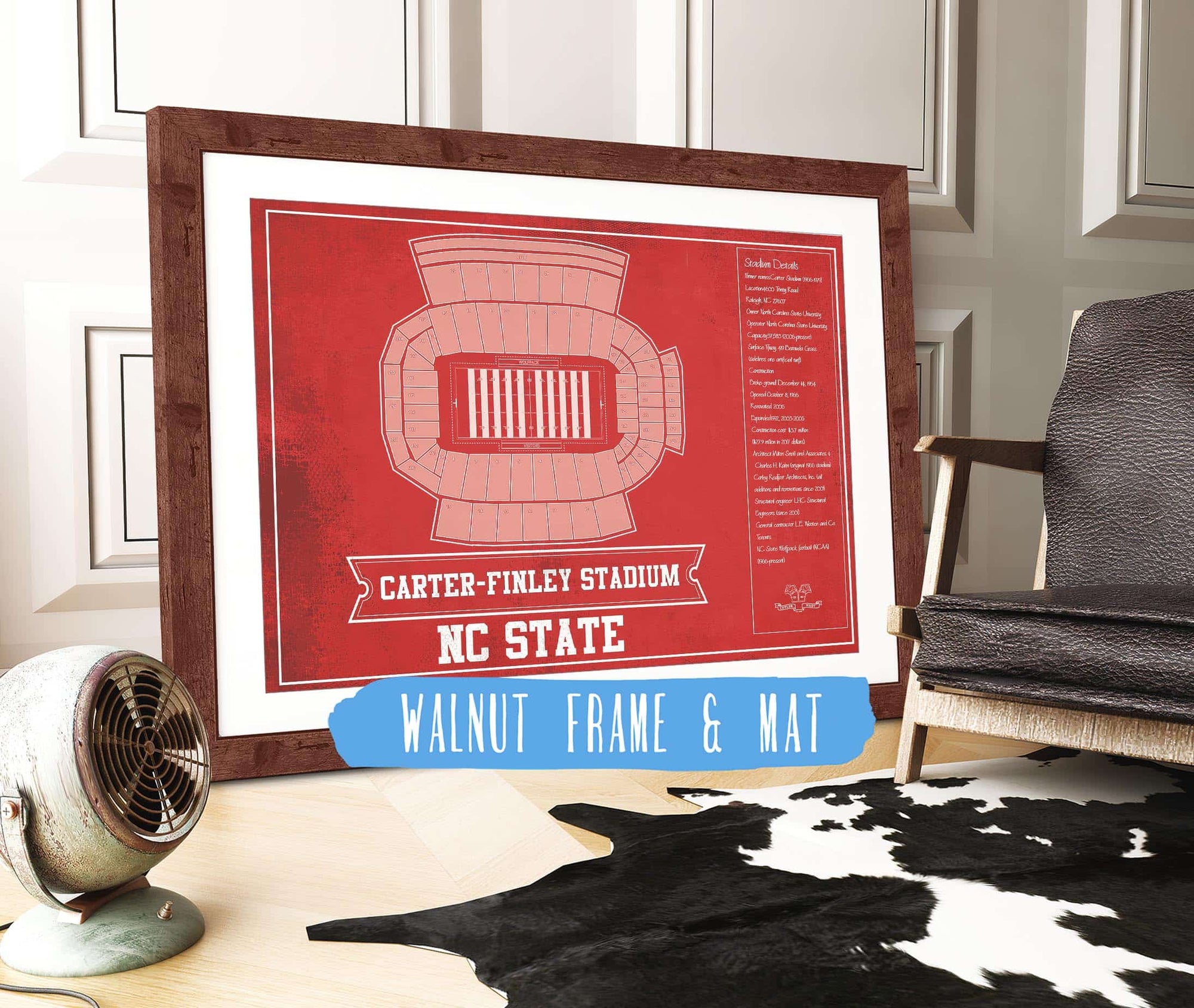 Cutler West NC State Wolfpack Team Colors - Carter-Finley Stadium Vintage Seating Chart