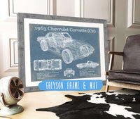 Cutler West 1963 Chevrolet Corvette (C2) Vintage Blueprint Auto Print