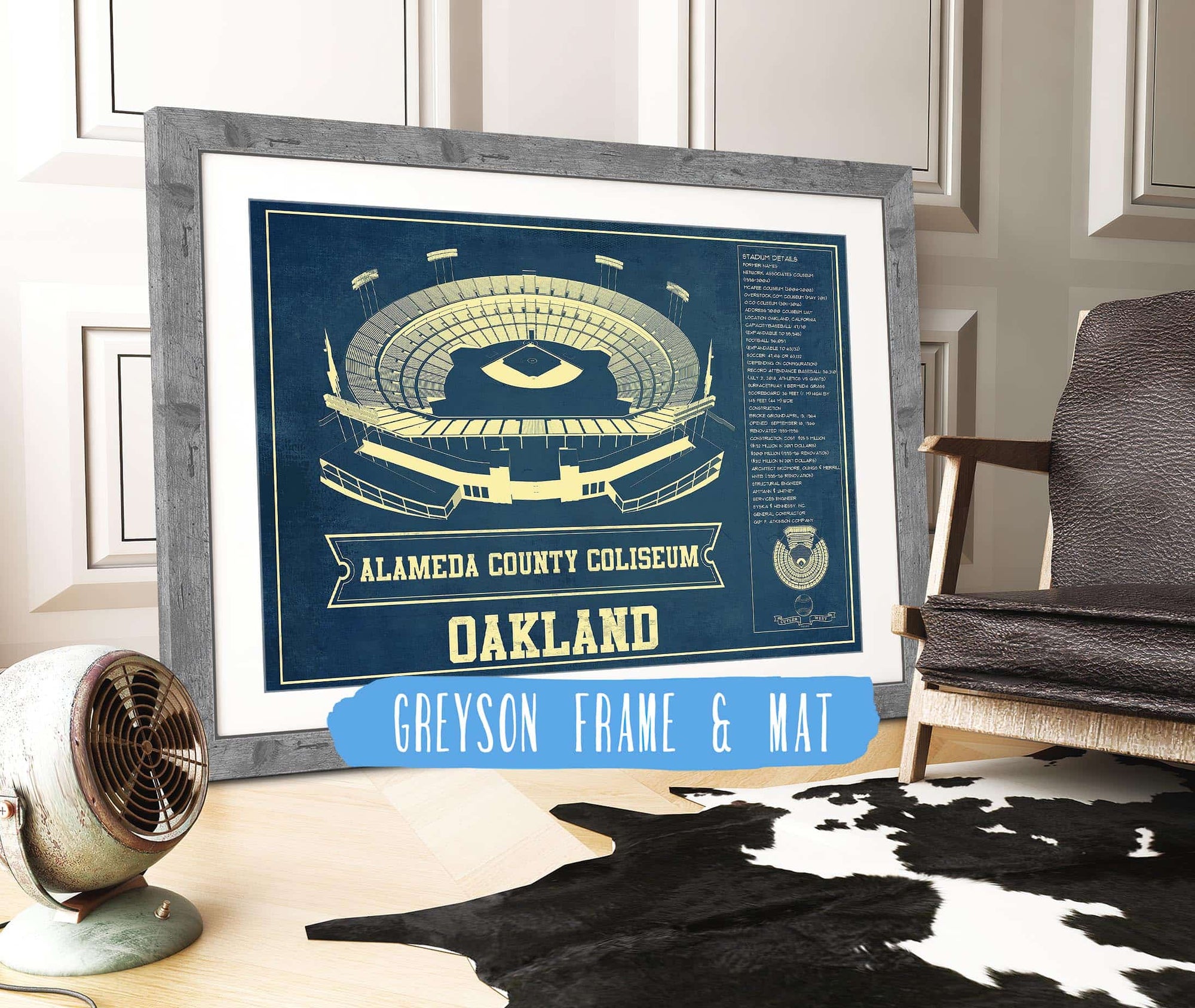 Cutler West Oakland A's Alameda County Coliseum Seating Chart - Vintage Baseball Fan Print