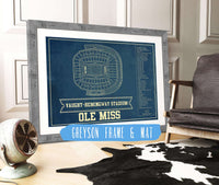 Cutler West Ole Miss Rebels Stadium Art - Vaught-Hemingway Vintage Stadium & Blueprint Art Print