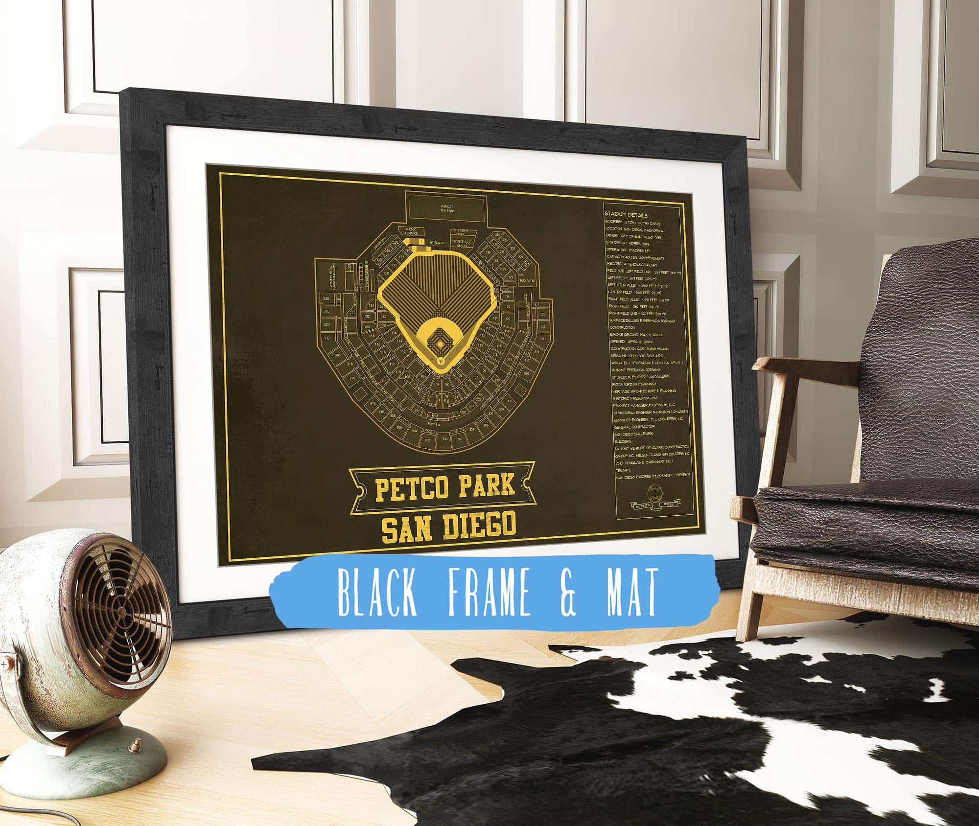 Cutler West San Diego Padres - Petco Park Vintage Stadium Team Color Baseball Print
