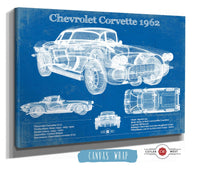 Cutler West Chevrolet Corvette 1962 Blueprint Vintage Auto Print
