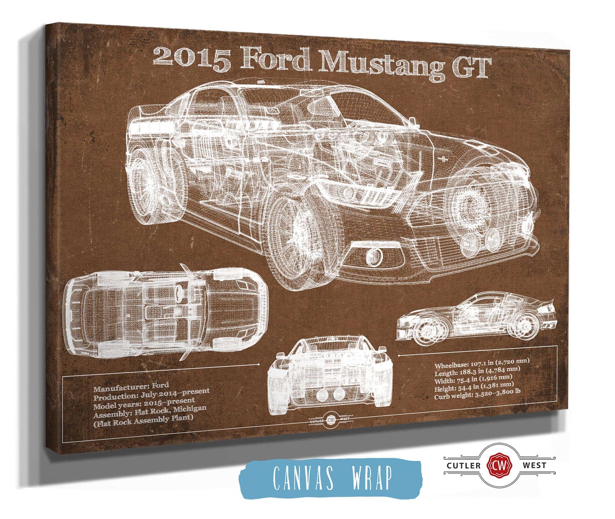 Cutler West 2015 Ford Mustang GT Eleanor Blueprint Vintage Auto Print
