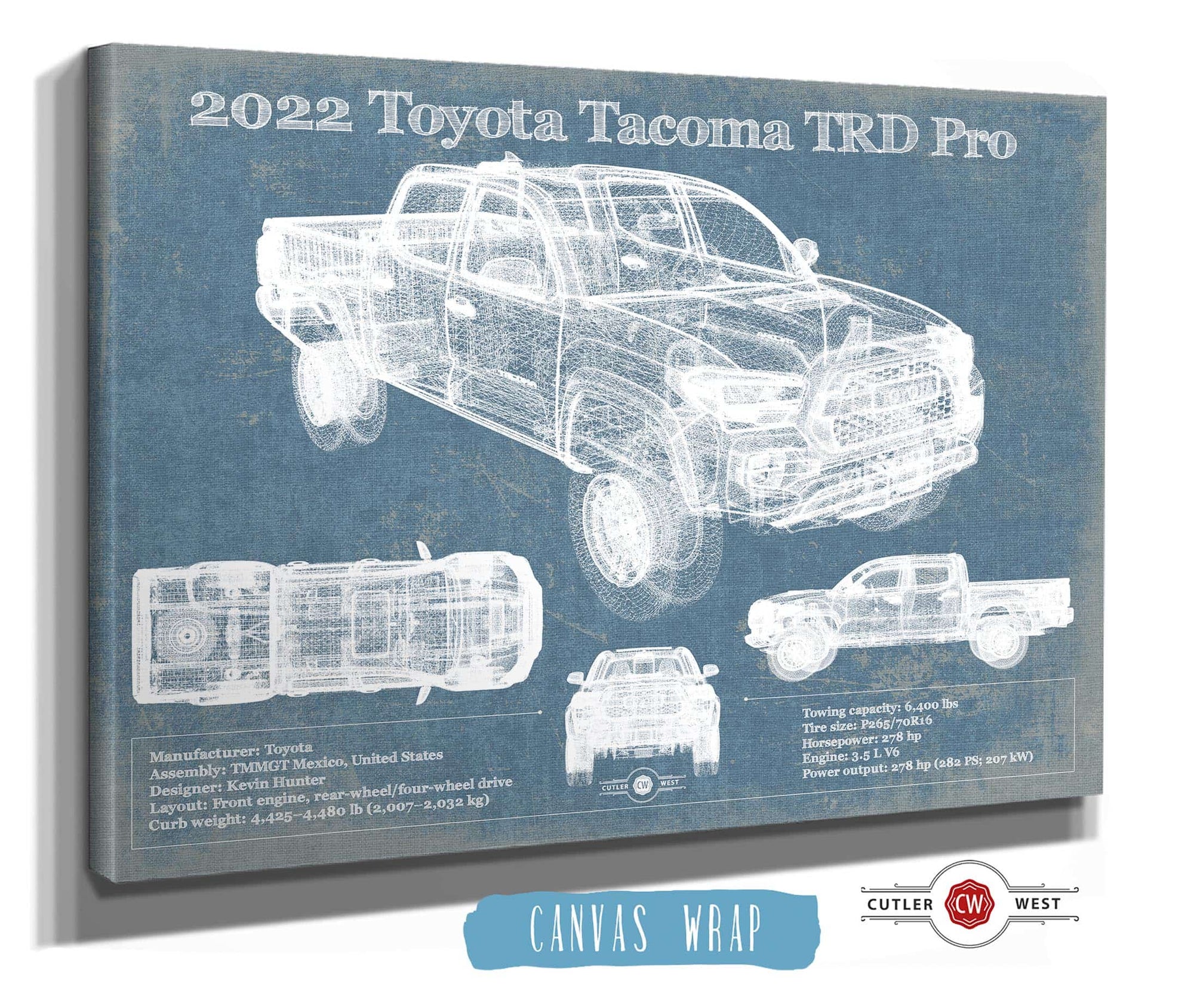 Cutler West 2022 Toyota Tacoma TRD Pro Blueprint Vintage Auto Print