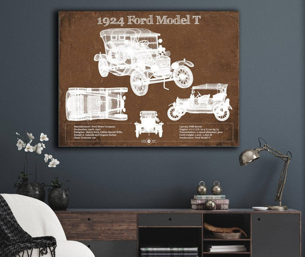 Cutler West 1924 Ford Model T Vintage Blueprint Auto Print