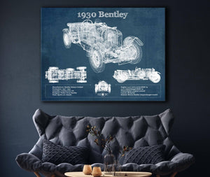 Cutler West 1930 Bentley Vintage Blueprint Auto Print