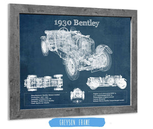 14" x 11" / Greyson Frame Cutler West 1930 Bentley Vintage Blueprint Auto Print