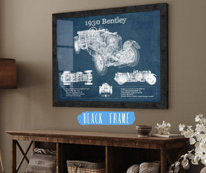20" x 16" / Black Frame Cutler West 1930 Bentley Vintage Blueprint Auto Print