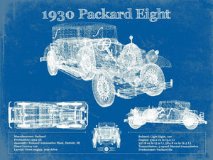 14" x 11" / Unframed Cutler West 1930 Packard Eight Vintage Blueprint Auto Print