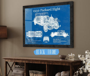 20" x 16" / Black Frame Cutler West 1930 Packard Eight Vintage Blueprint Auto Print