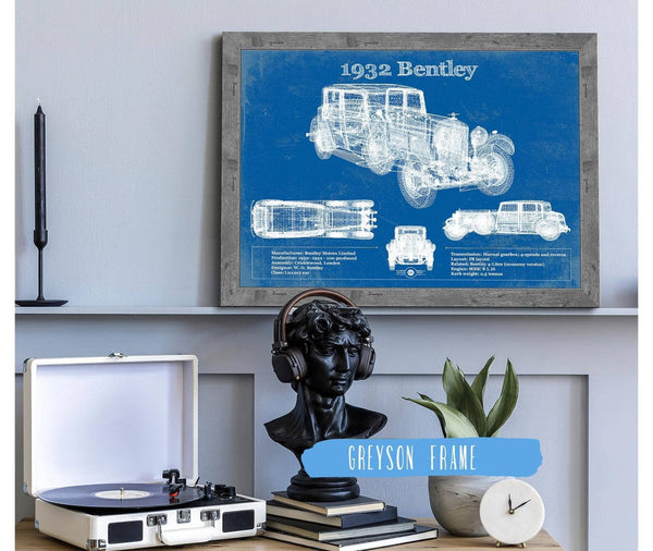 Cutler West 1932 Bentley Vintage Blueprint Auto Print