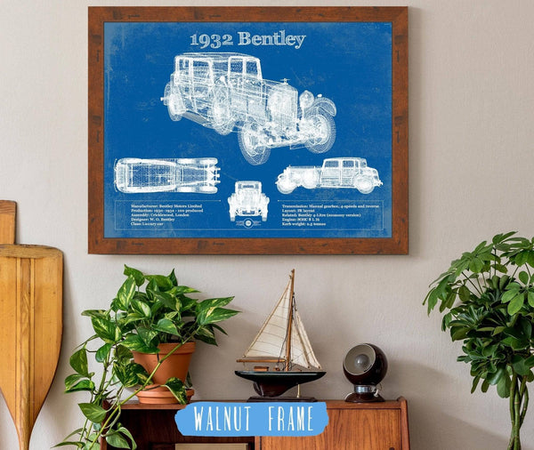 Cutler West 1932 Bentley Vintage Blueprint Auto Print