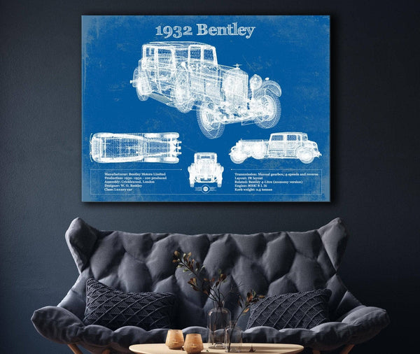 Cutler West 1932 Bentley Vintage Blueprint Auto Print