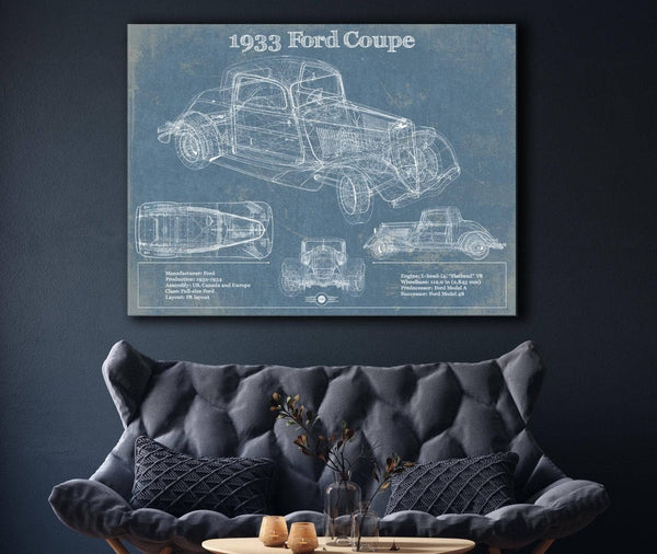 Cutler West 1933 Ford Coupe Vintage Blueprint Auto Print
