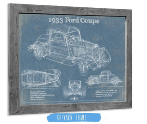 14" x 11" / Greyson Frame Cutler West 1933 Ford Coupe Vintage Blueprint Auto Print
