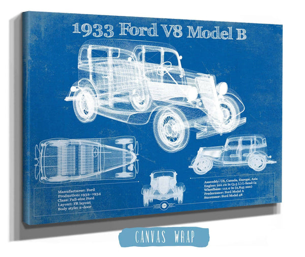 Cutler West 1933 Ford V8 Model B Vintage Blueprint Auto Print