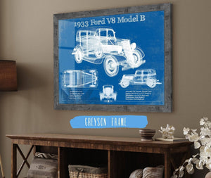 Cutler West 1933 Ford V8 Model B Vintage Blueprint Auto Print
