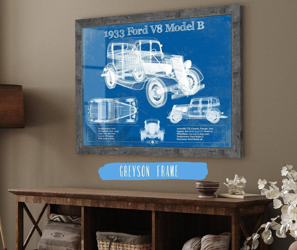 Cutler West 1933 Ford V8 Model B Vintage Blueprint Auto Print