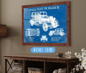 Cutler West 1933 Ford V8 Model B Vintage Blueprint Auto Print