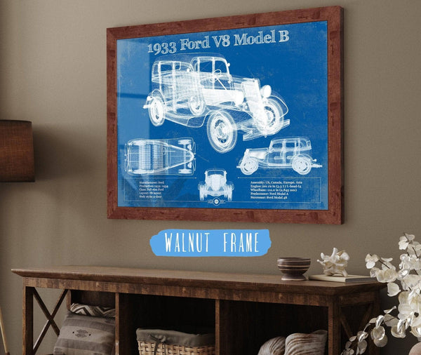 Cutler West 1933 Ford V8 Model B Vintage Blueprint Auto Print