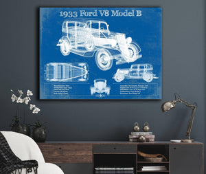 Cutler West 1933 Ford V8 Model B Vintage Blueprint Auto Print
