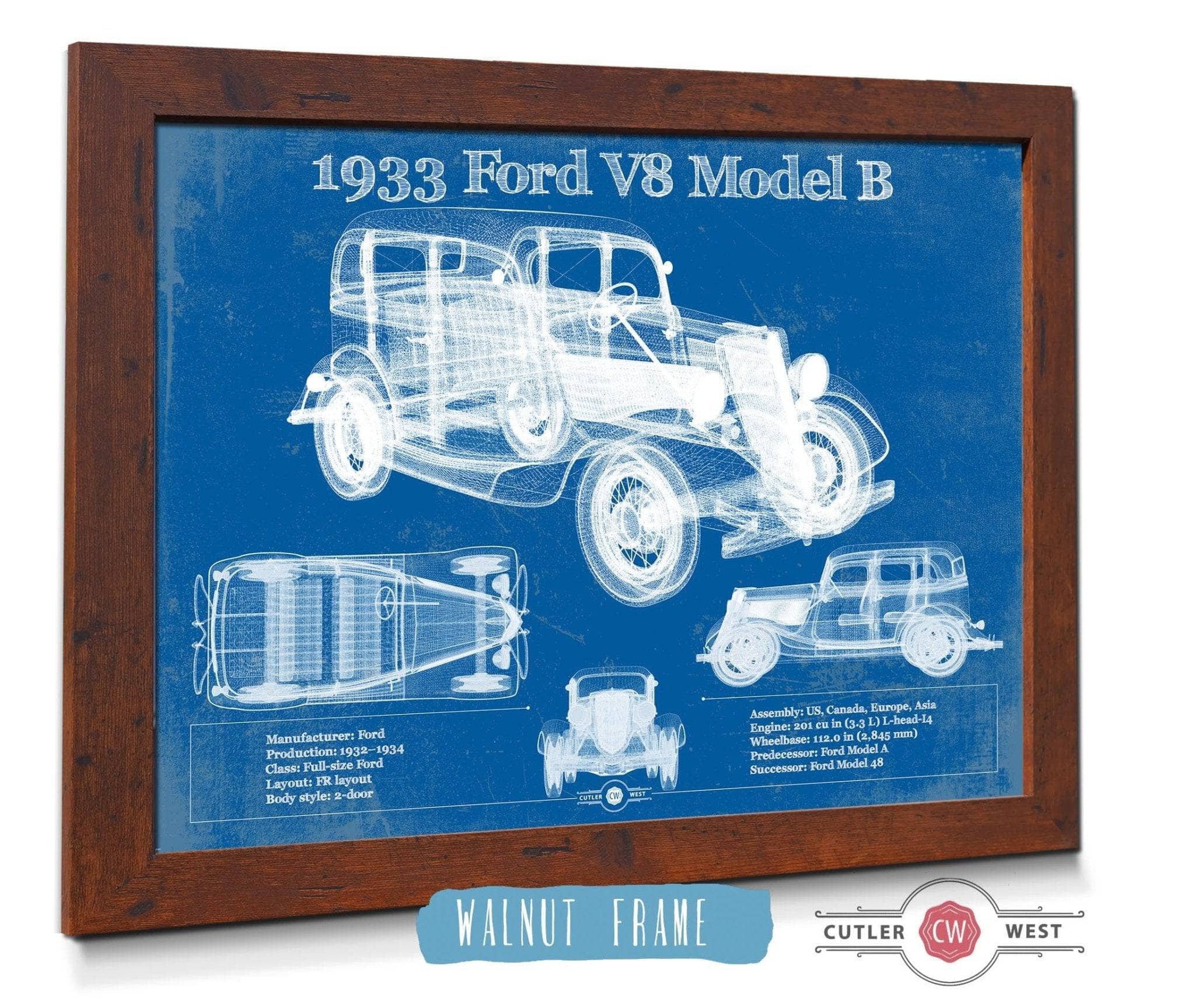 1933 Ford V8 Model B Vintage Art by Cutler West