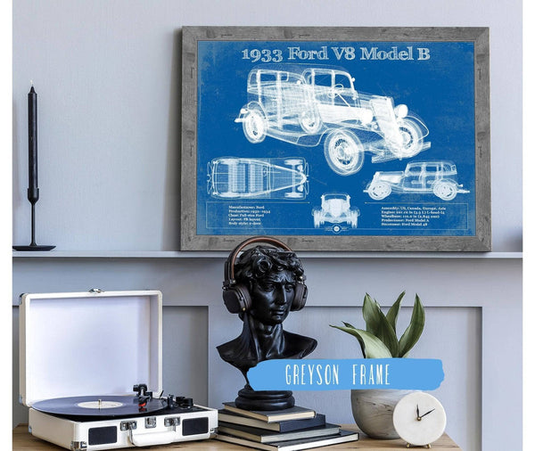 Cutler West 1933 Ford V8 Model B Vintage Blueprint Auto Print