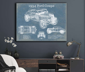 Cutler West 1934 Ford Coupe Vintage Blueprint Auto Print