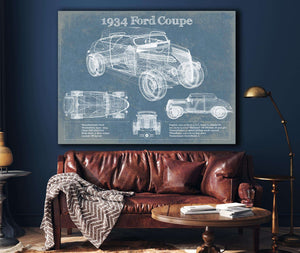 Cutler West 1934 Ford Coupe Vintage Blueprint Auto Print