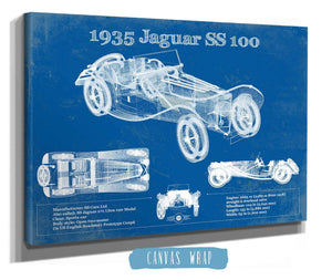 Cutler West 1935 Jaguar SS 100 Blueprint Vintage Auto Print