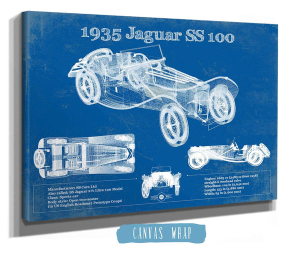 Cutler West 1935 Jaguar SS 100 Blueprint Vintage Auto Print