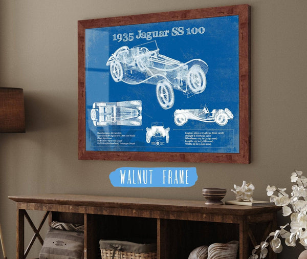 Cutler West 1935 Jaguar SS 100 Blueprint Vintage Auto Print