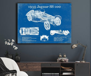 Cutler West 1935 Jaguar SS 100 Blueprint Vintage Auto Print
