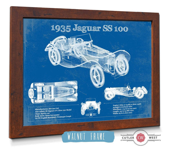 Cutler West 1935 Jaguar SS 100 Blueprint Vintage Auto Print